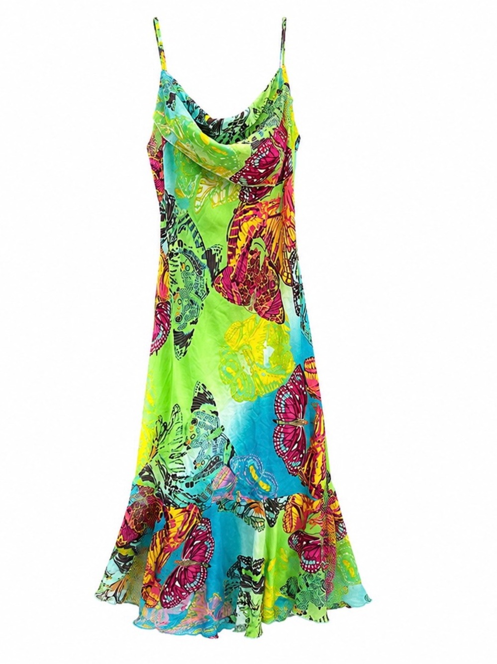 Vintage silk maxi butterfly dress